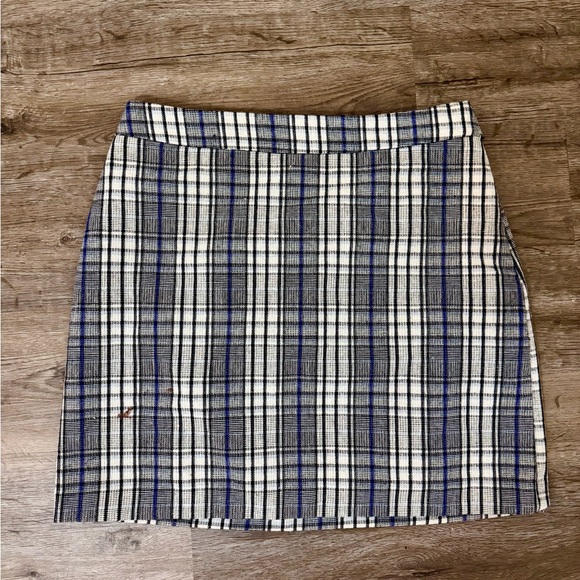 Plaid Women's Skirt - Blue and White - Picture 1 of 6